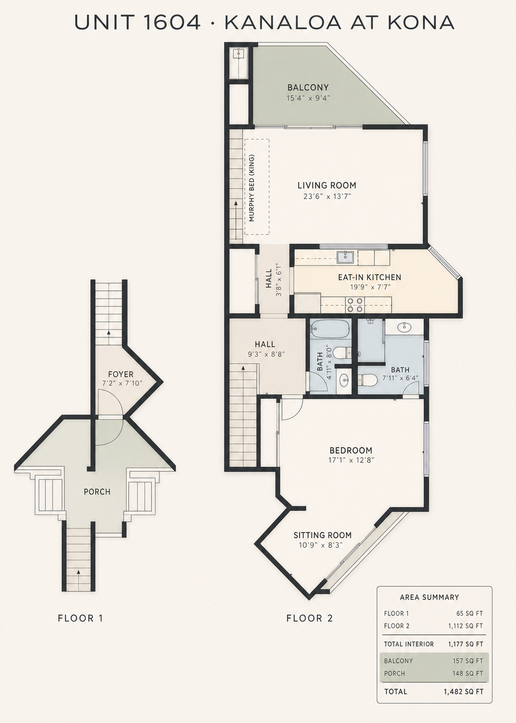 Unit 1604 floor plan — Kanaloa at Kona