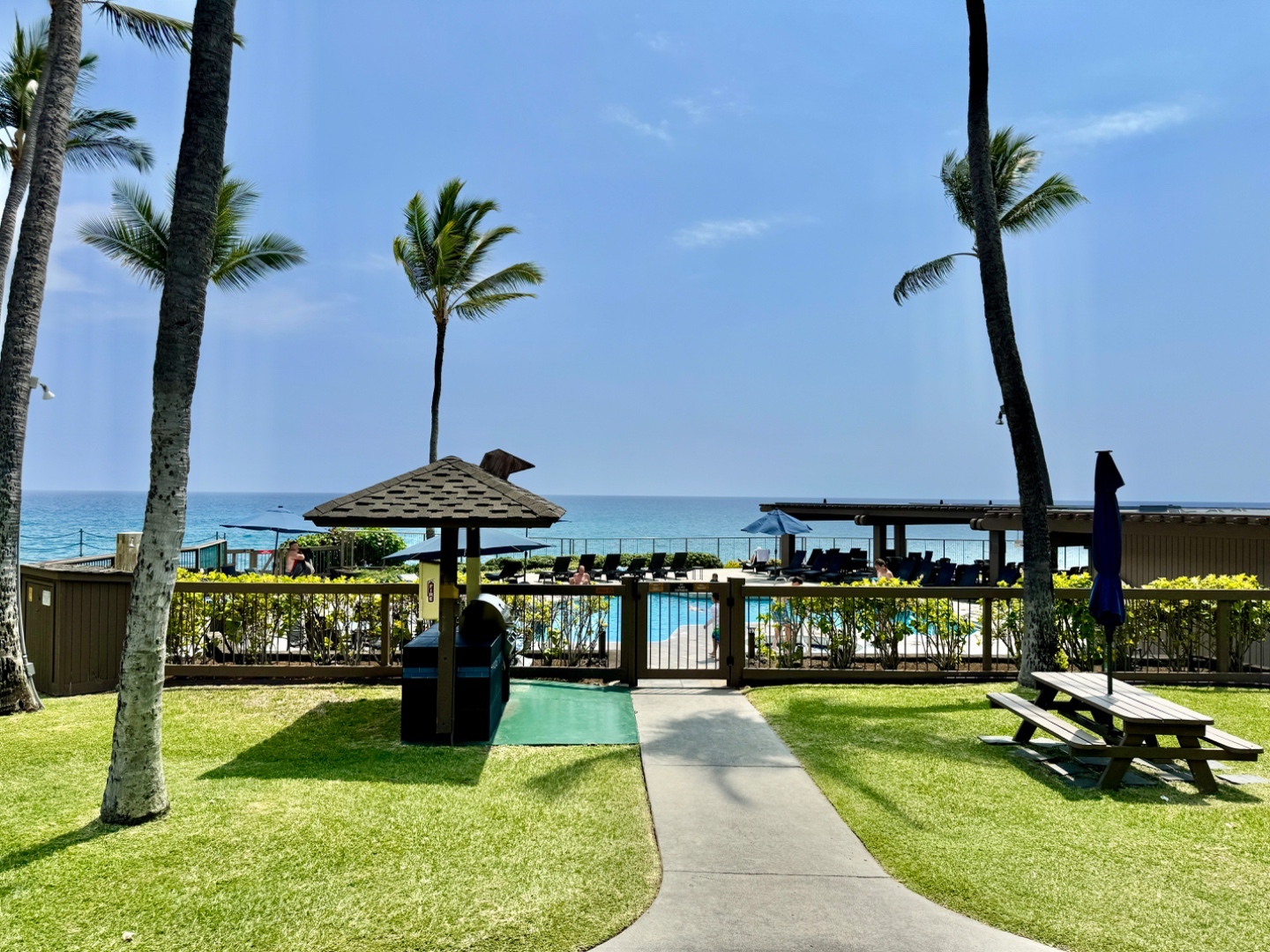 BBQ area near oceanfront pool